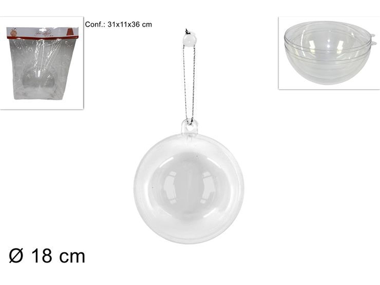Sfera plastica trasparente 18cm