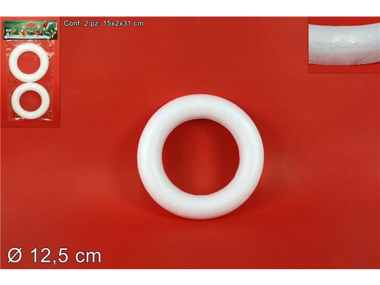 Anello polistirolo 12,5cm in confezione da 2 pezzi