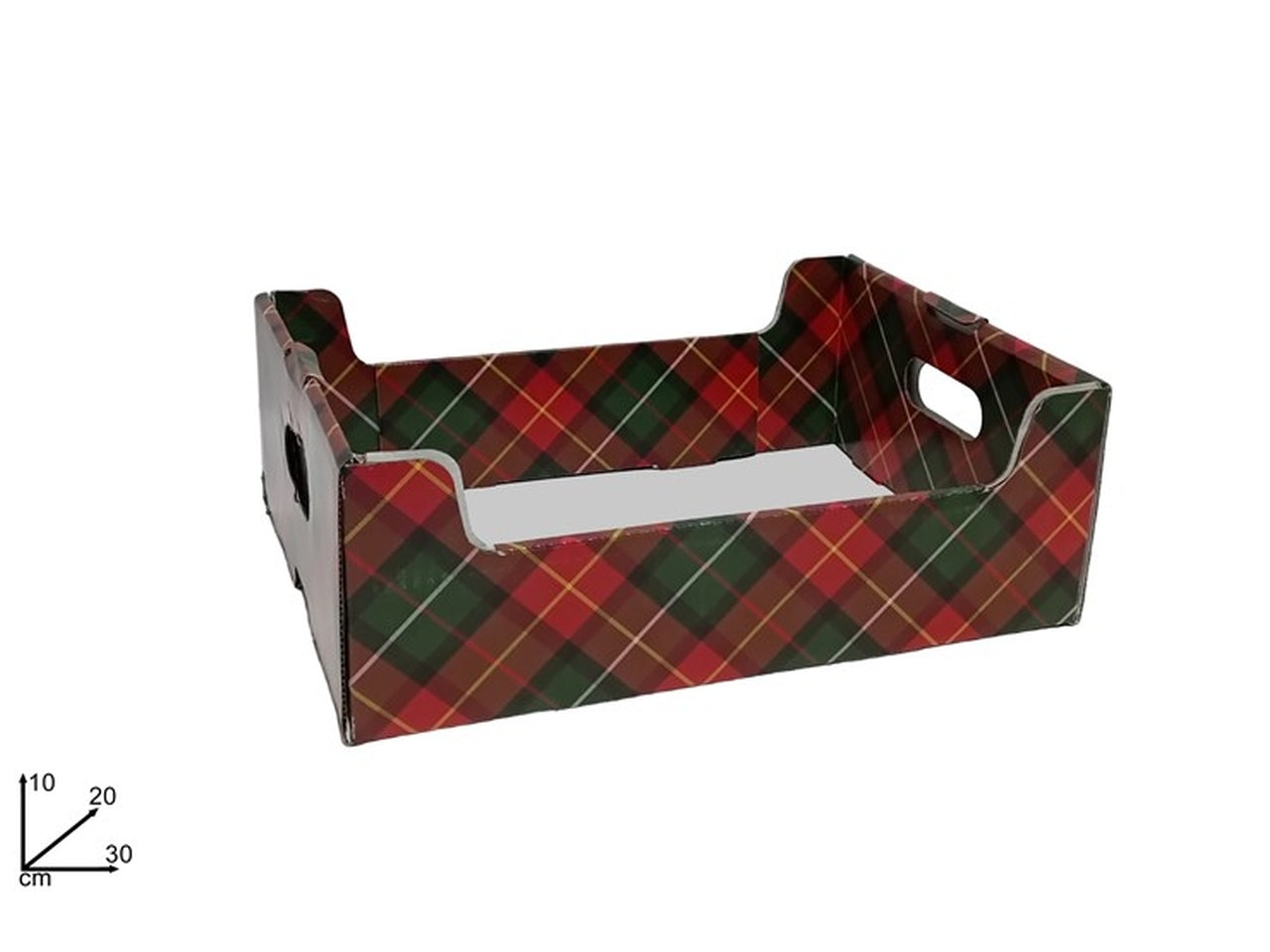 Cassetta in cartone con decoro scozzese 30x20x10cm