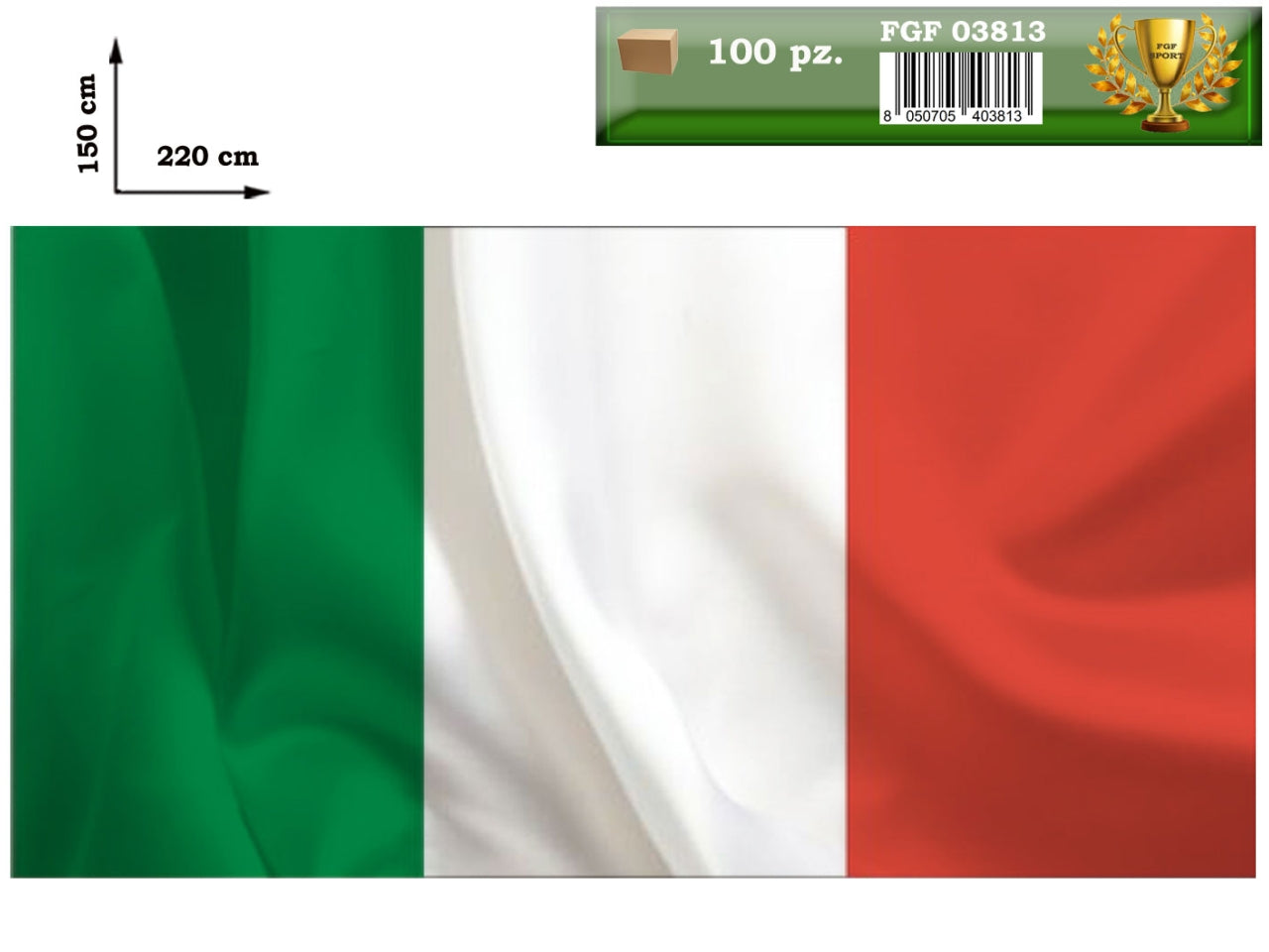 Bandiera tricolore 130x200cm