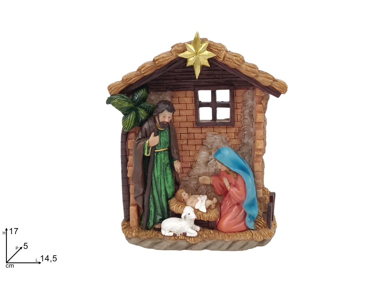 NativitÃ  con capanna 17cm in resina