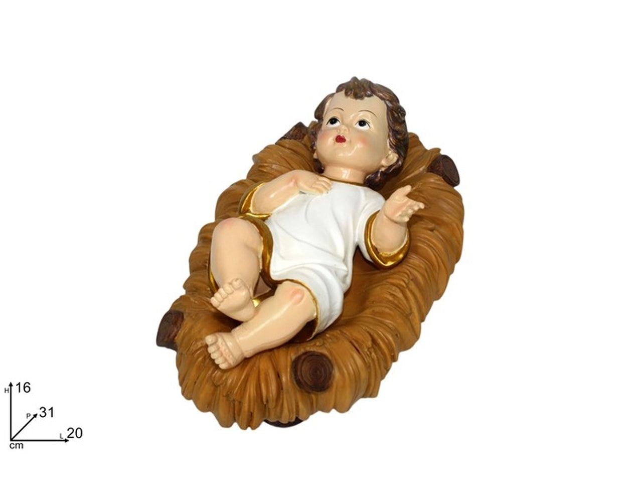 GesÃ¹ bambino 31cm vestito con culla