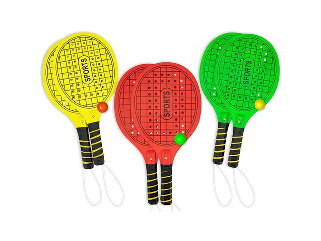 Teo's racchettoni in legno fluo 8mm 44 fori in 3 colori assortiti