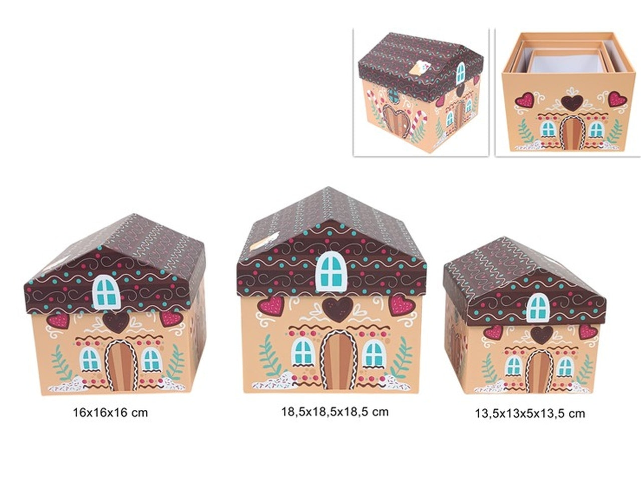Scatole case marzapane 3 misure, 16x16x16cm/18,5x18,5x18,5cm/13,5x13,5x13,5cm