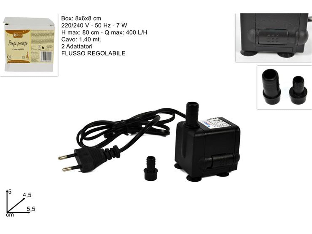Pompa sommersa 7w flusso regolabile