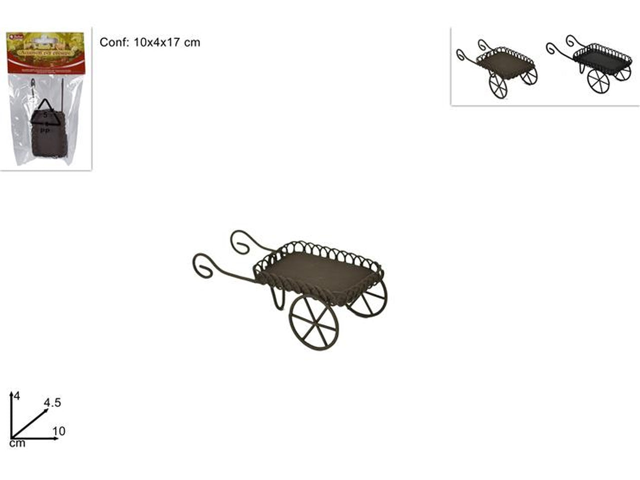 Carretto in metallo 10x4,5xh.4cm, 2 colori