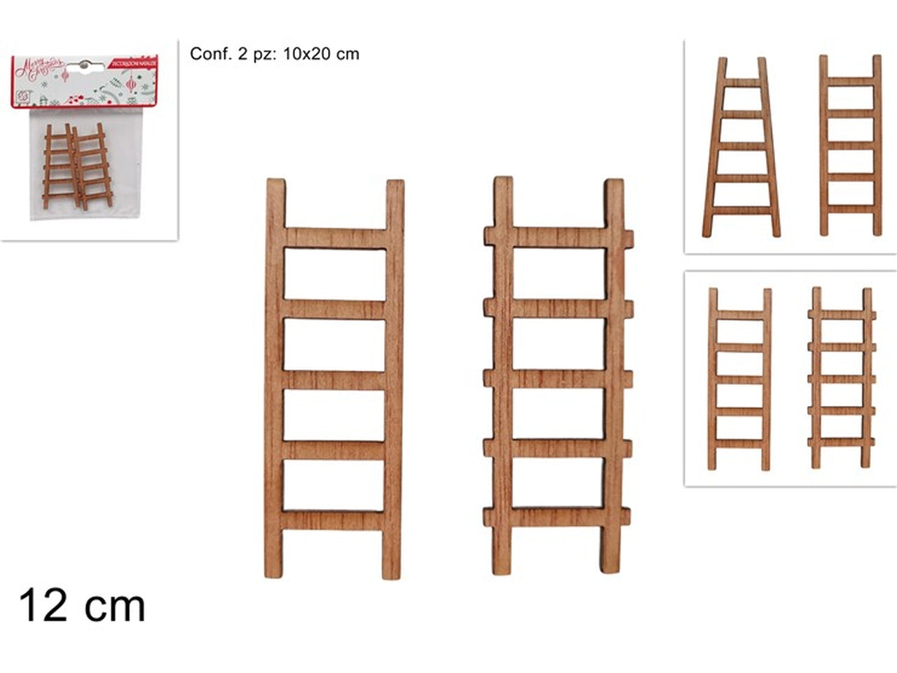 Scalette in legno 12cm confezione da 2 pezzi