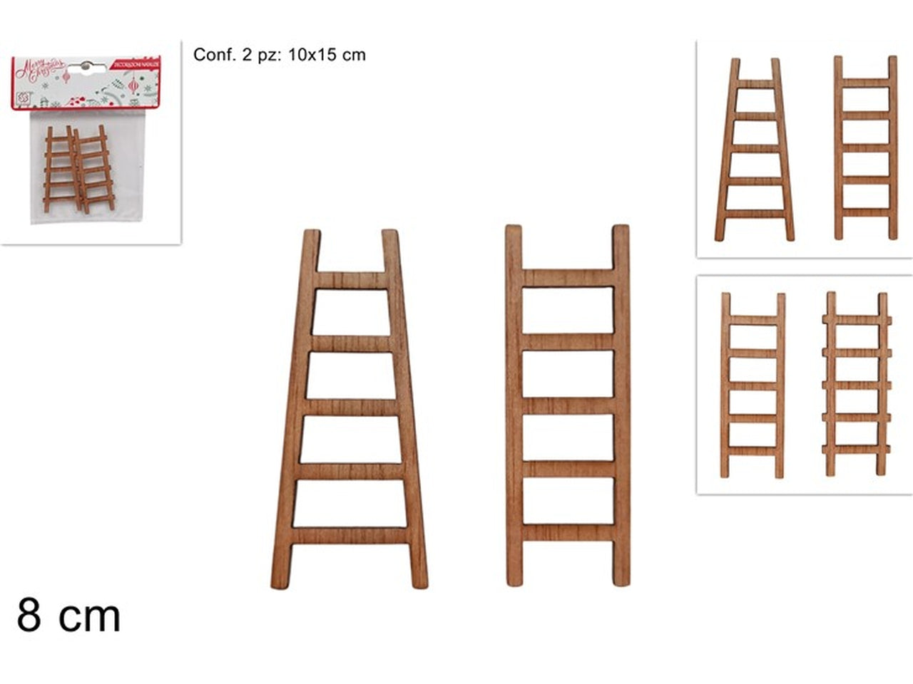 Scalette in legno 8cm in confezione da 2 pezzi
