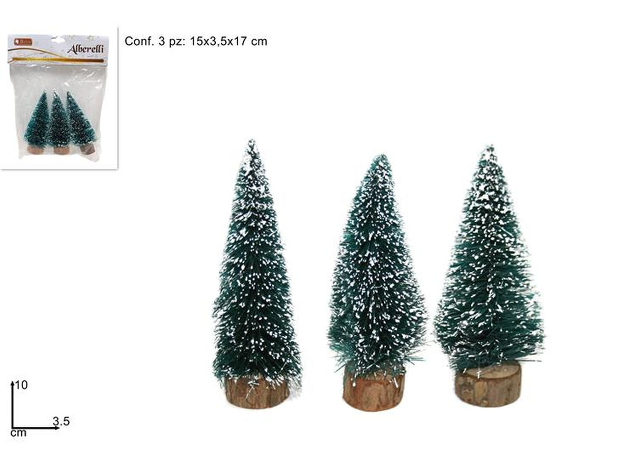 Alberi innevati 10cm in confezione da 3 pezzi