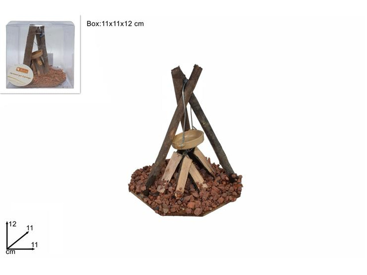 Pentola con legna 11x12cm