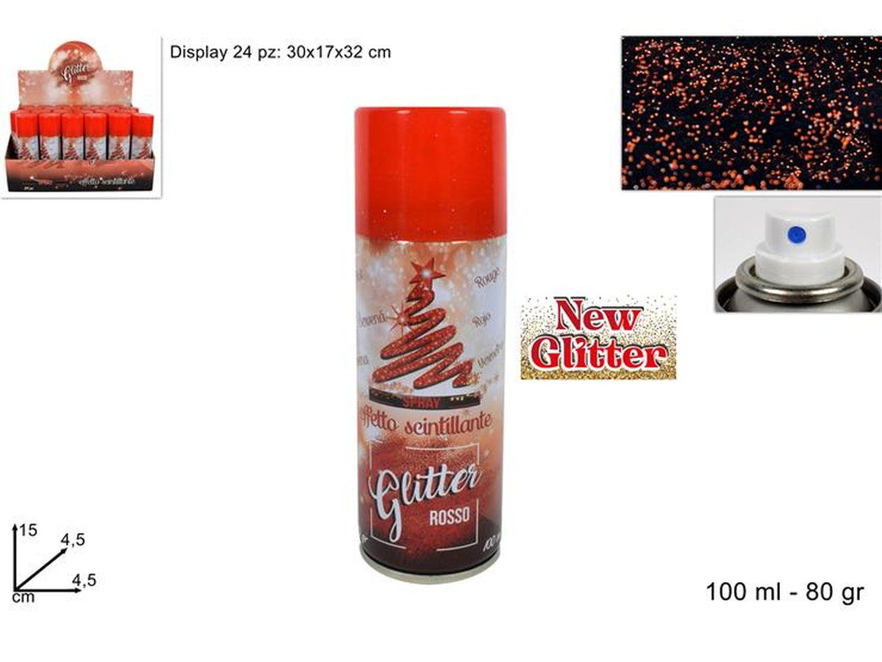 Bomboletta spray glitter rosso 100ml