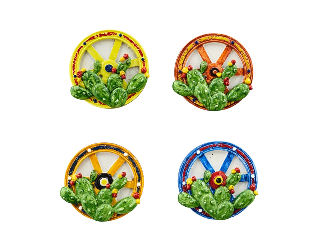Magnete ruota carretto sicilia in 4 assortimenti 5x1,5x5cm