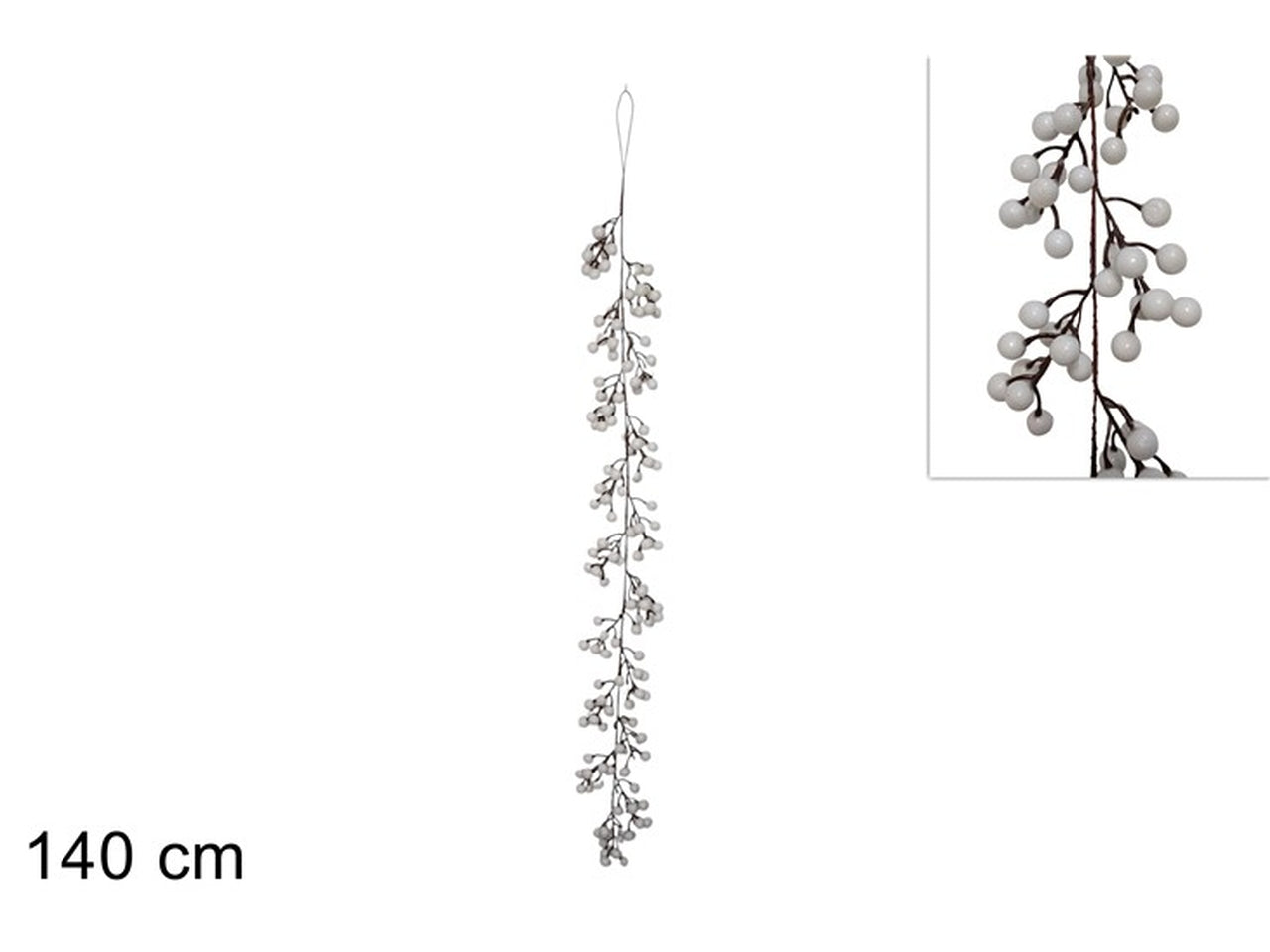 Ghirlanda con bacche 140cm bianco