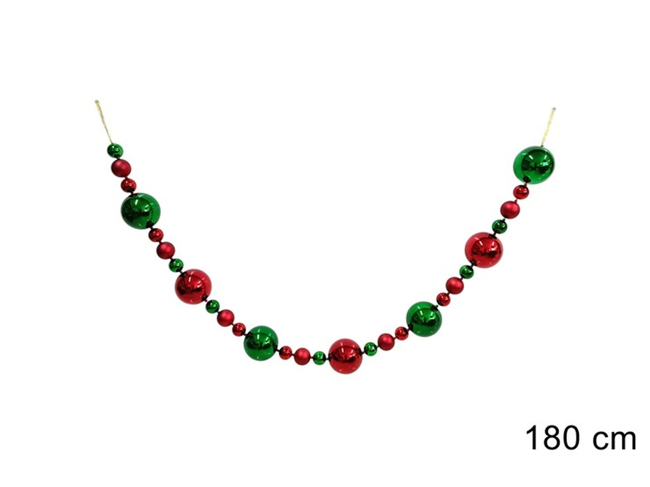 Ghirlanda con palline 180cm rosso e verde