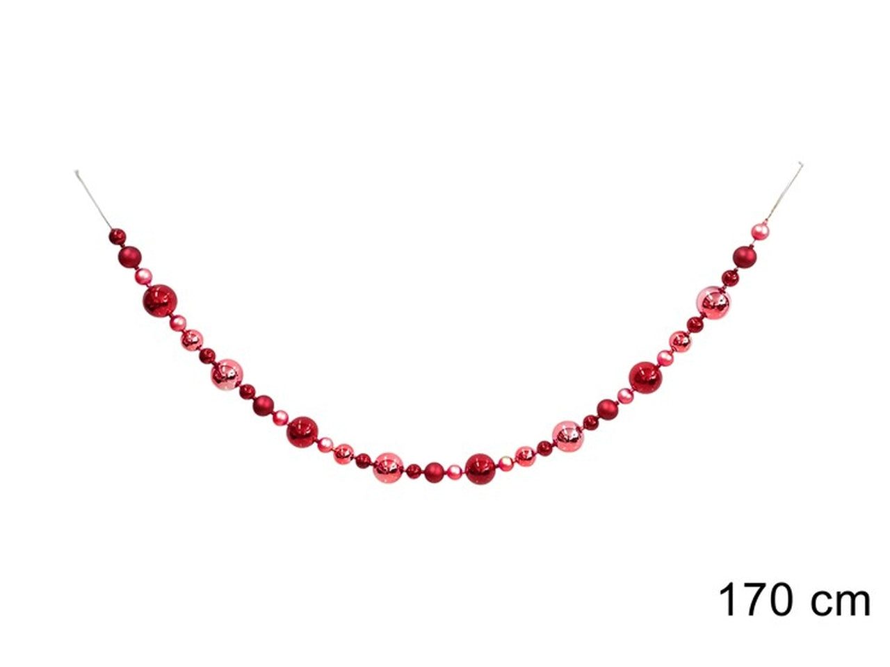 Ghirlanda con palline 170cm rossa