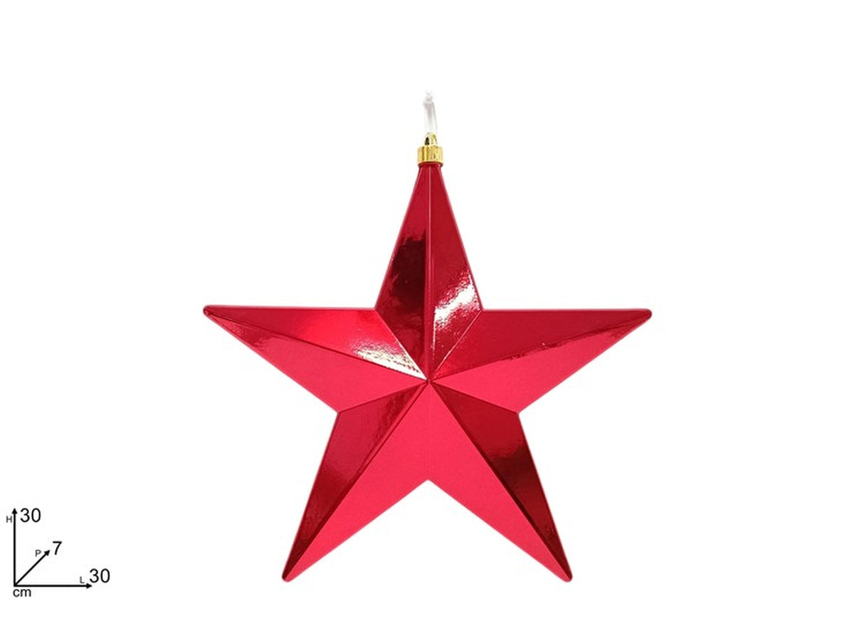 Decorazione stella 30cm lucida rossa