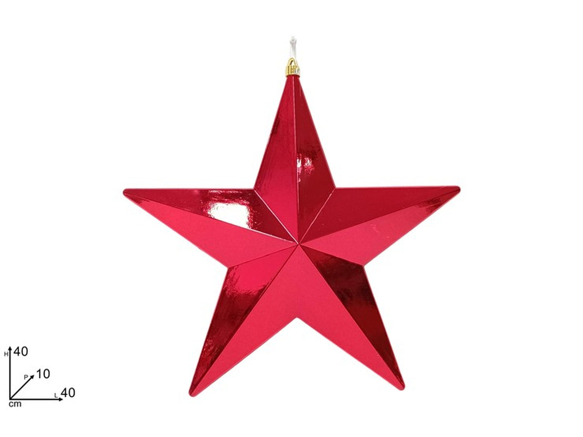 Decorazione stella 40cm lucida rossa