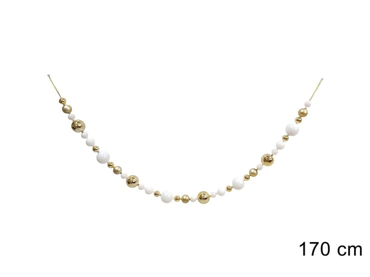Ghirlanda palline 170cm oro e bianco