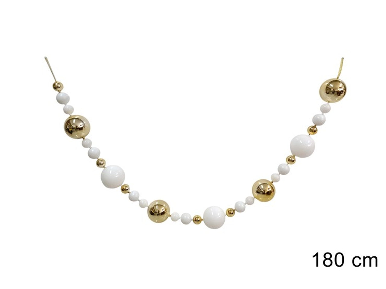 Ghirlanda palline 180cm oro e bianco