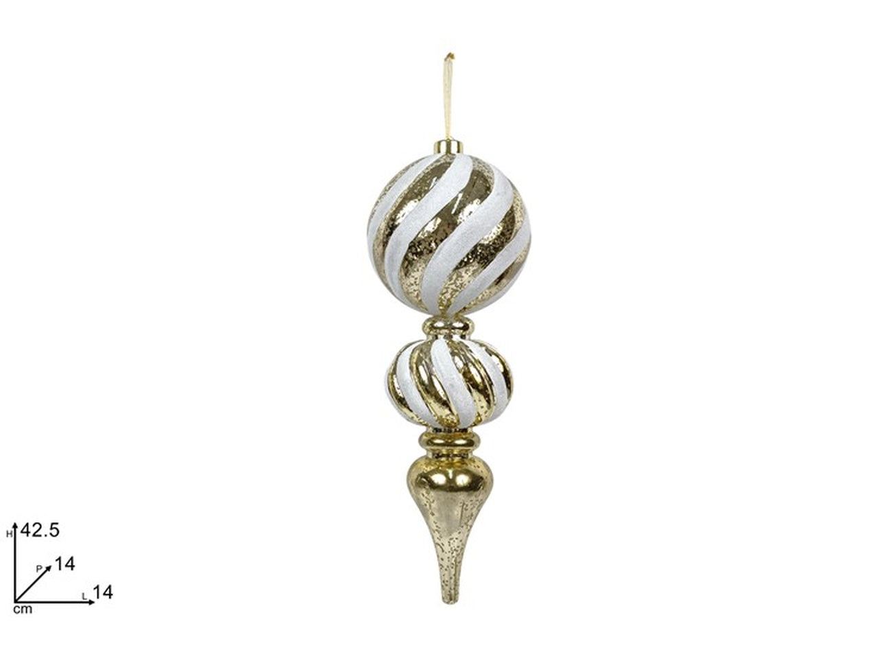 Decorazione palle 42,5cm oro e bianco glitter