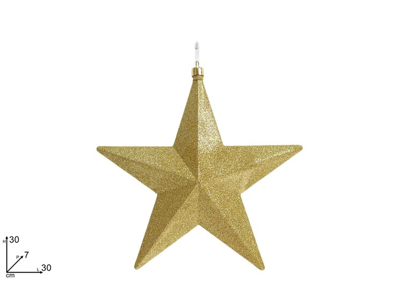 Appendino stella 30cm glitter oro