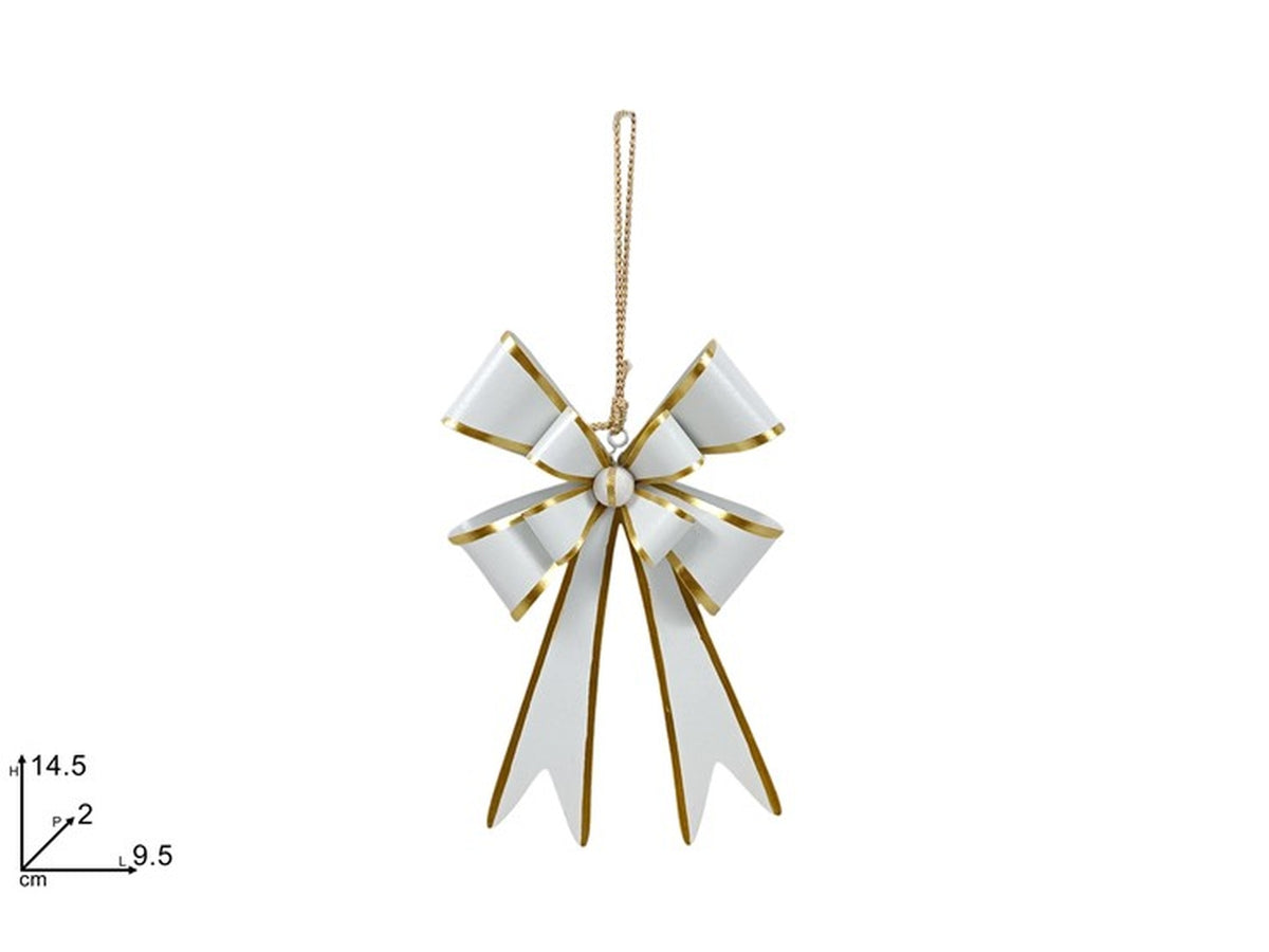 Fiocco latta 14,5cm bianco con bordo oro