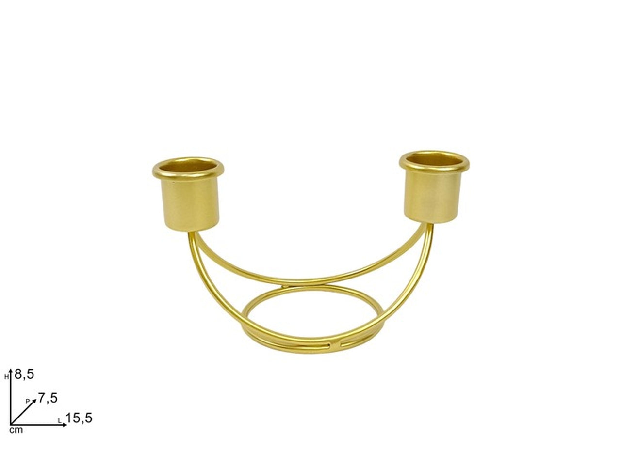 Portacandele in metallo 2 posti 15,5x8,5cm oro