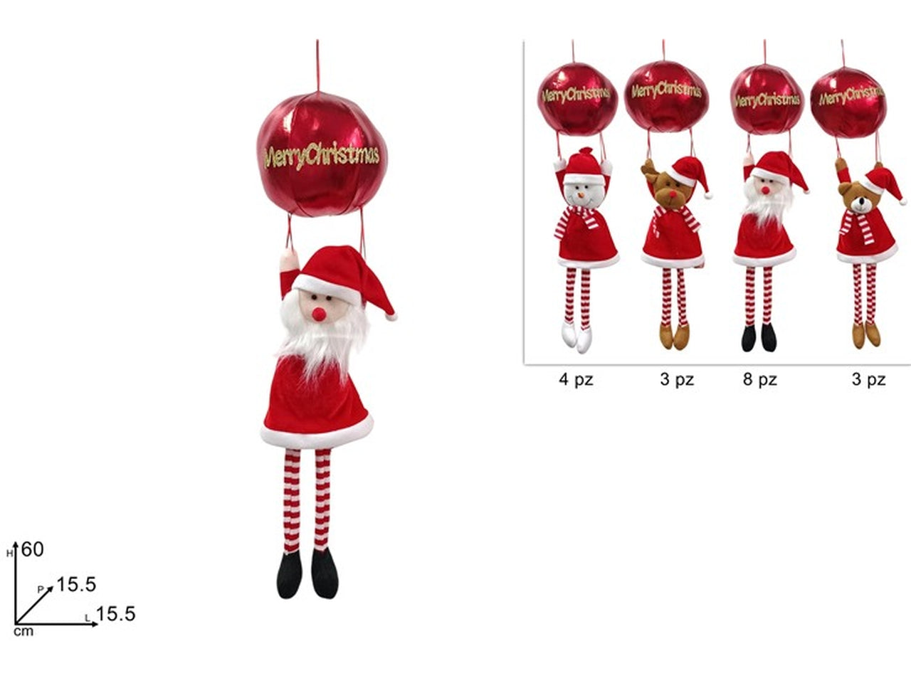Appendino soggetti assortiti 60cm con palloncino rosso