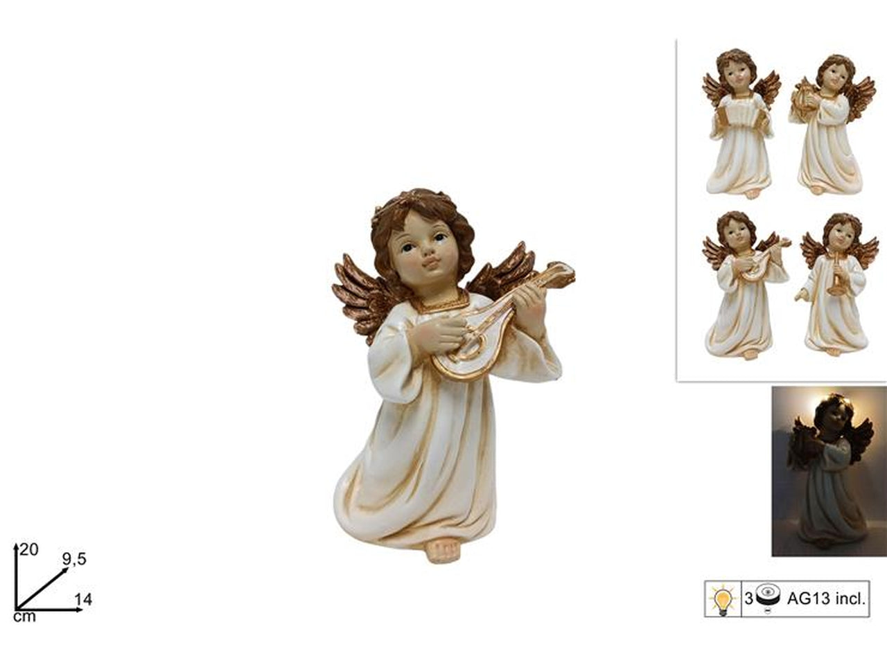 Angioletto 20cm con luce a batteria 4 modelli assortiti