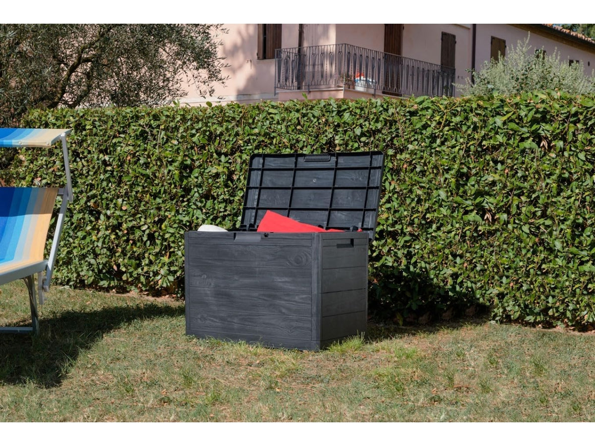 Baule woody's multiuso effetto legno 160l 77,5x44,5xh.52,7 antracite scuro