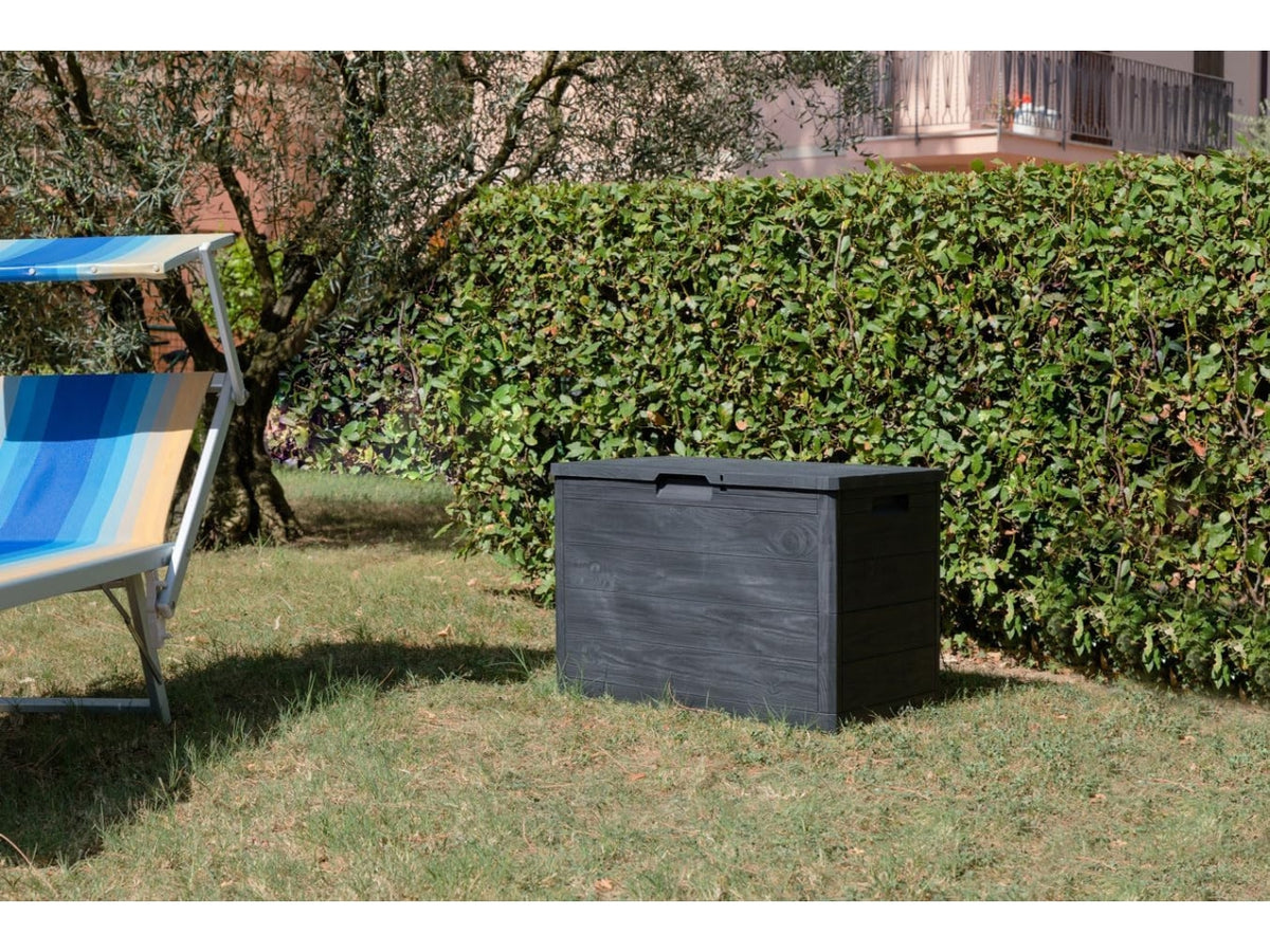Baule woody's multiuso effetto legno 160l 77,5x44,5xh.52,7 antracite scuro