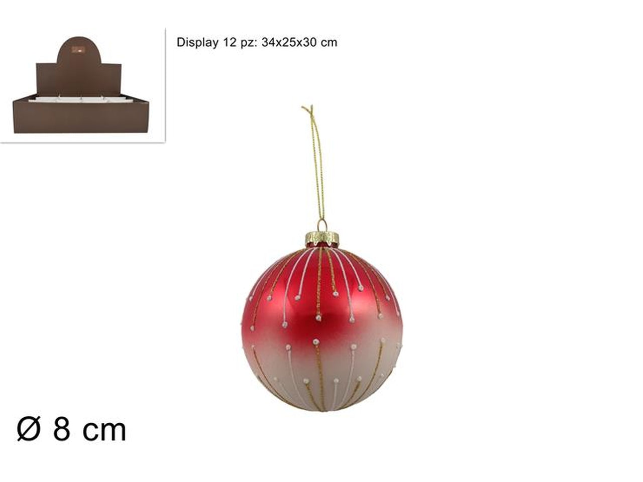 Palla in vetro 8cm rosso sfumata