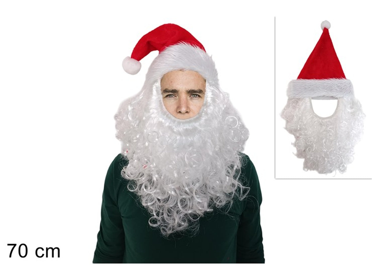 Cappello con barba di babbo natale 70cm
