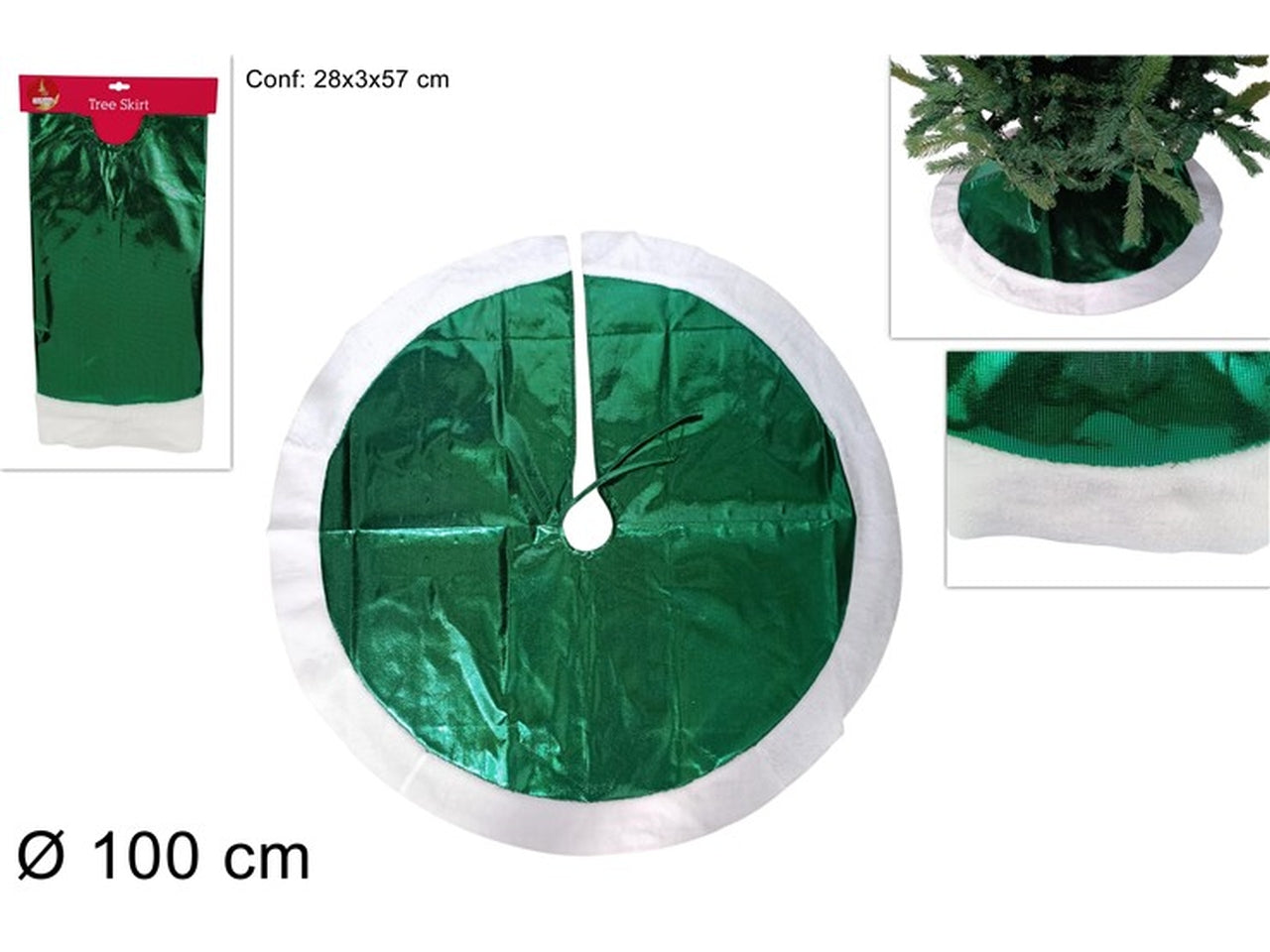 Copribase per albero 100cm laminato verde con bordo bianco