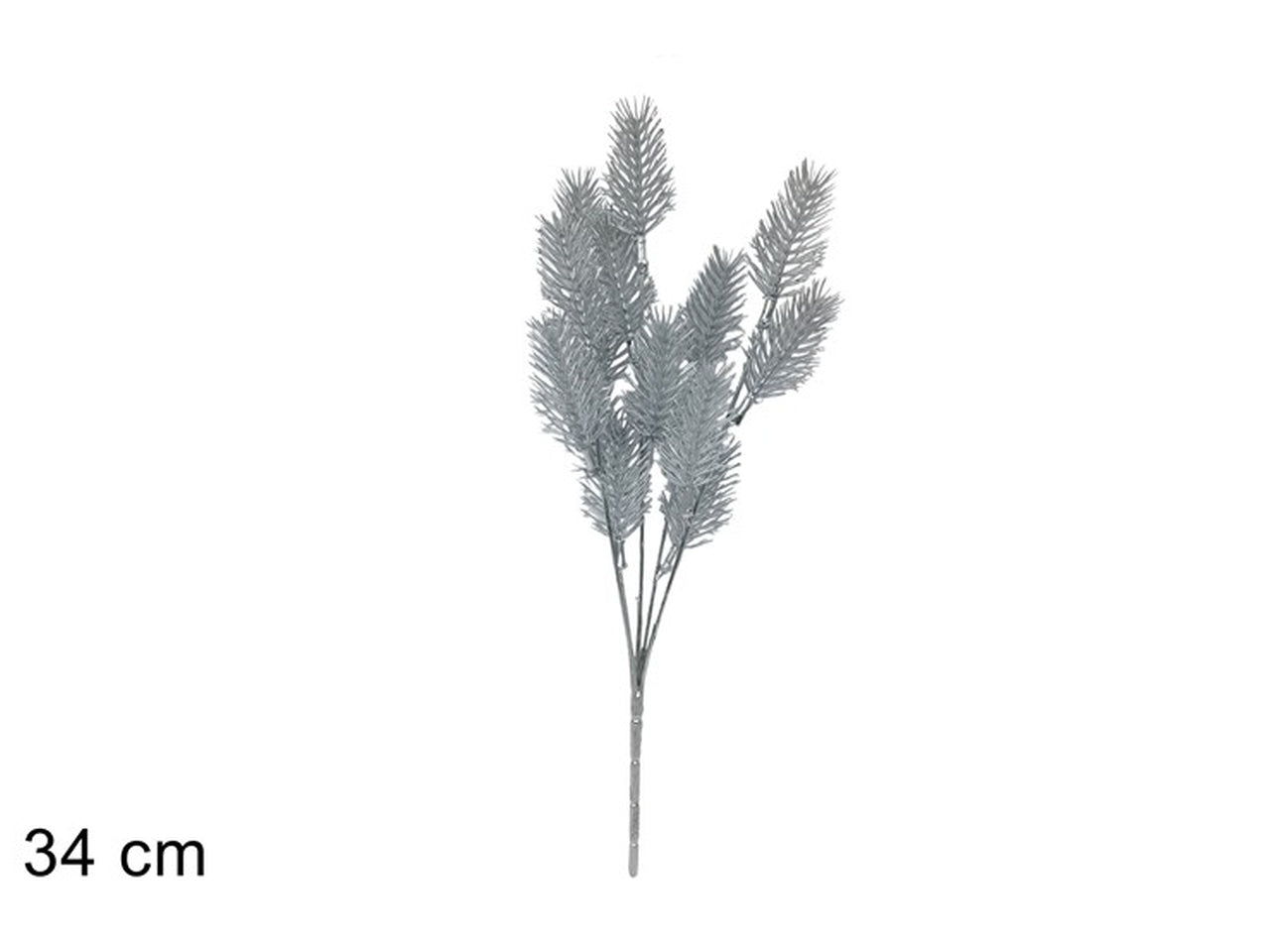Ramo pino 34cm glitterati silver