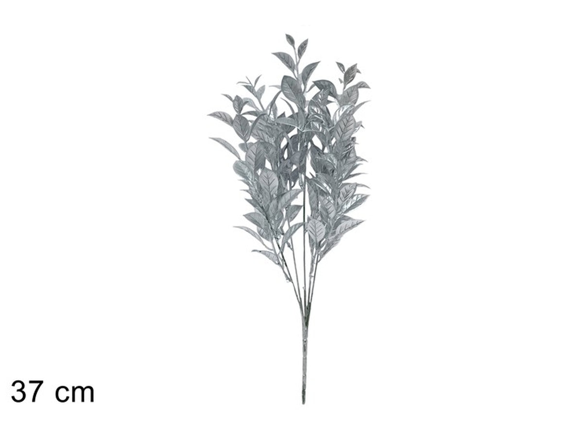 Ramo foglie glitterate 37cm silver