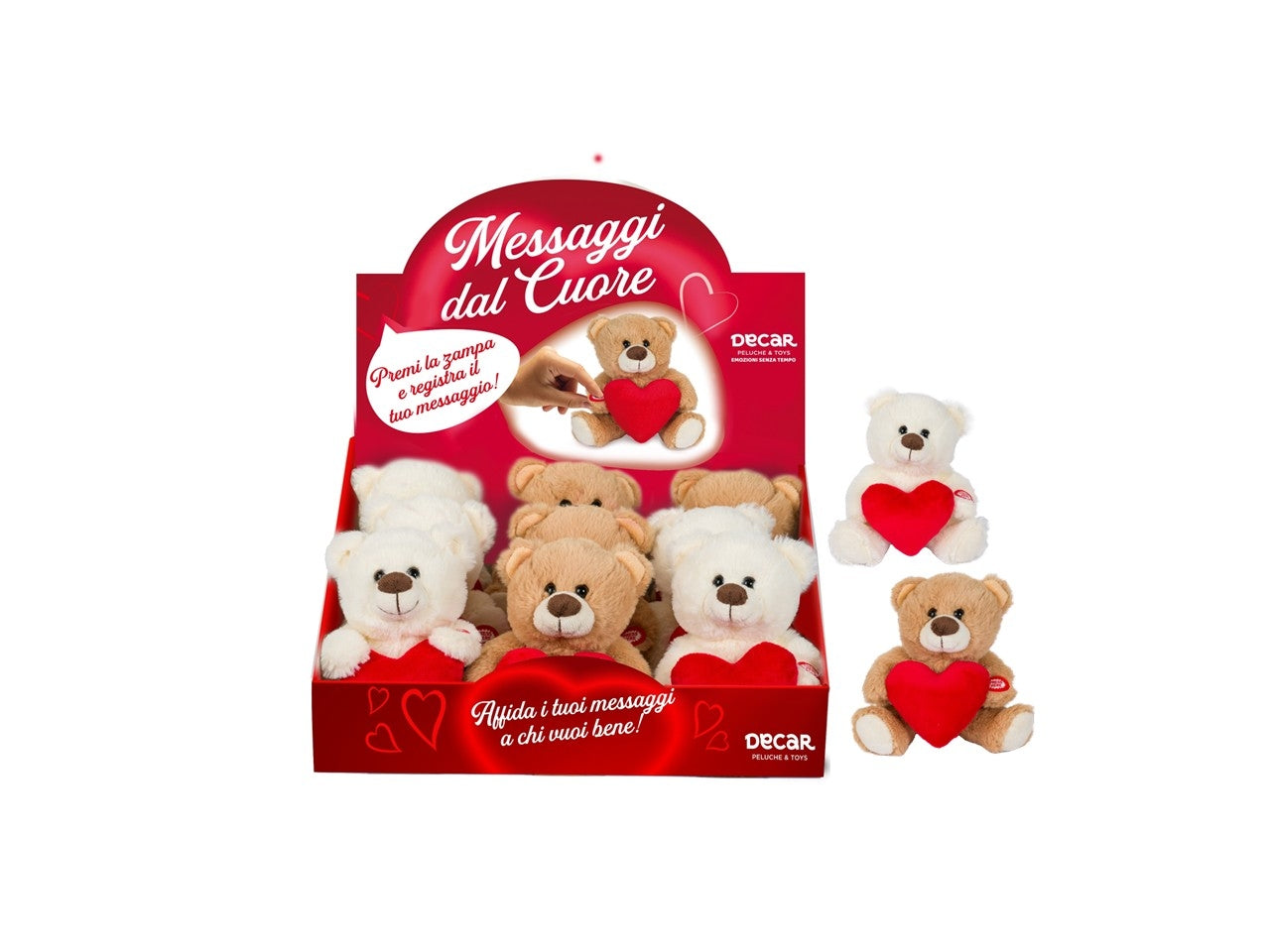 Peluche orsetto che registra h.15cm in 2 colori assortiti