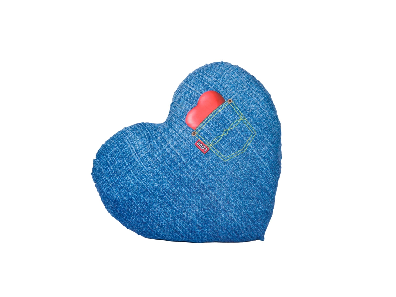 San valentino cuscino cuore 40cm tessuto stampa jeans
