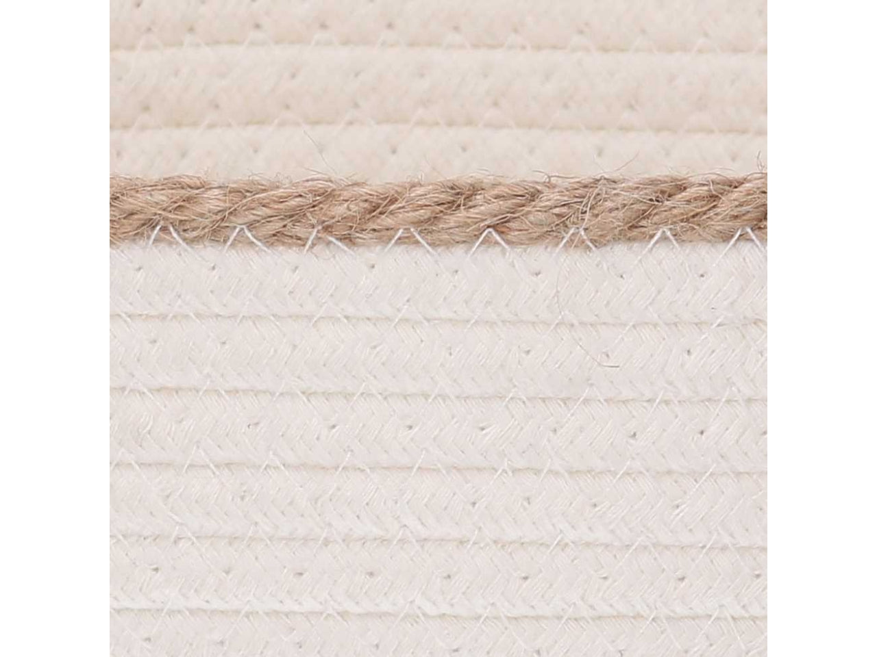 Cestino ovale in tessuto 22x16xh7cm bianco con bordo corda