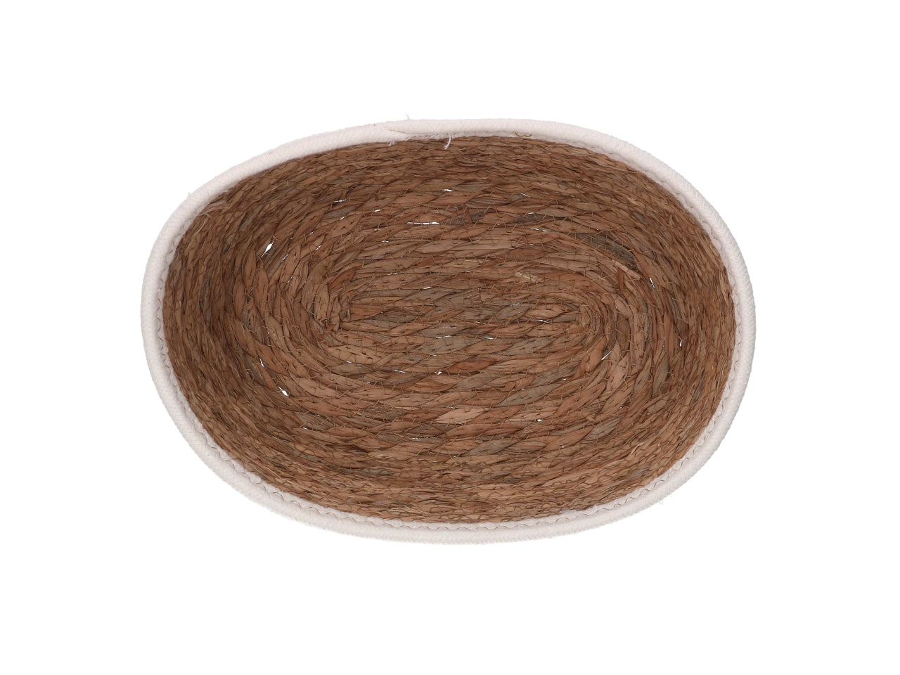 Cestino ovale in giacinto 27x19h10,5cm naturale con bordo corda