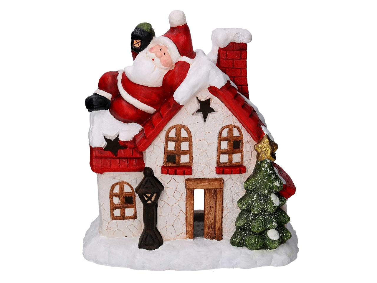 Portacandele casetta in resina 38x21xh.41cm