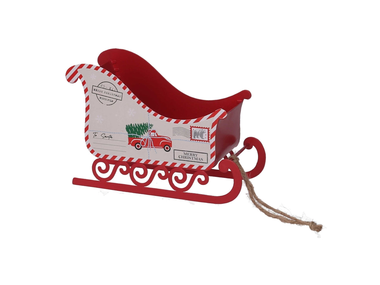 Slitta metallo letterina 15xh.10cm rosso