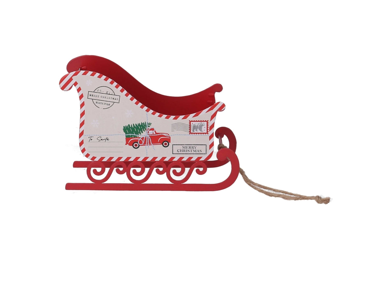 Slitta metallo letterina 15xh.10cm rosso