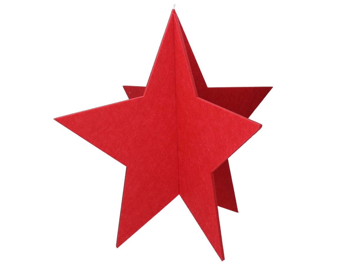 Decorazione stella in feltro rosso 60x60xh.58cm