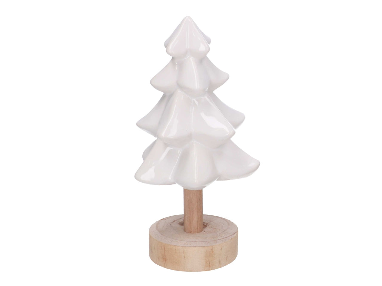 Albero in ceramica con base in legno bianco 9,5x8,8xh.19,4cm
