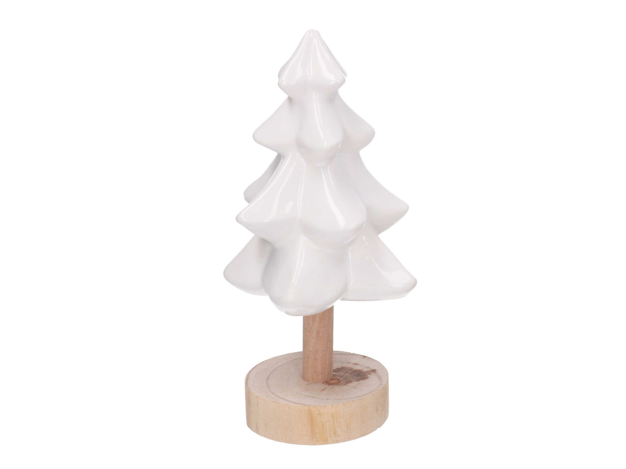 Albero in ceramica con base in legno bianco 9,5x8,8xh.19,4cm