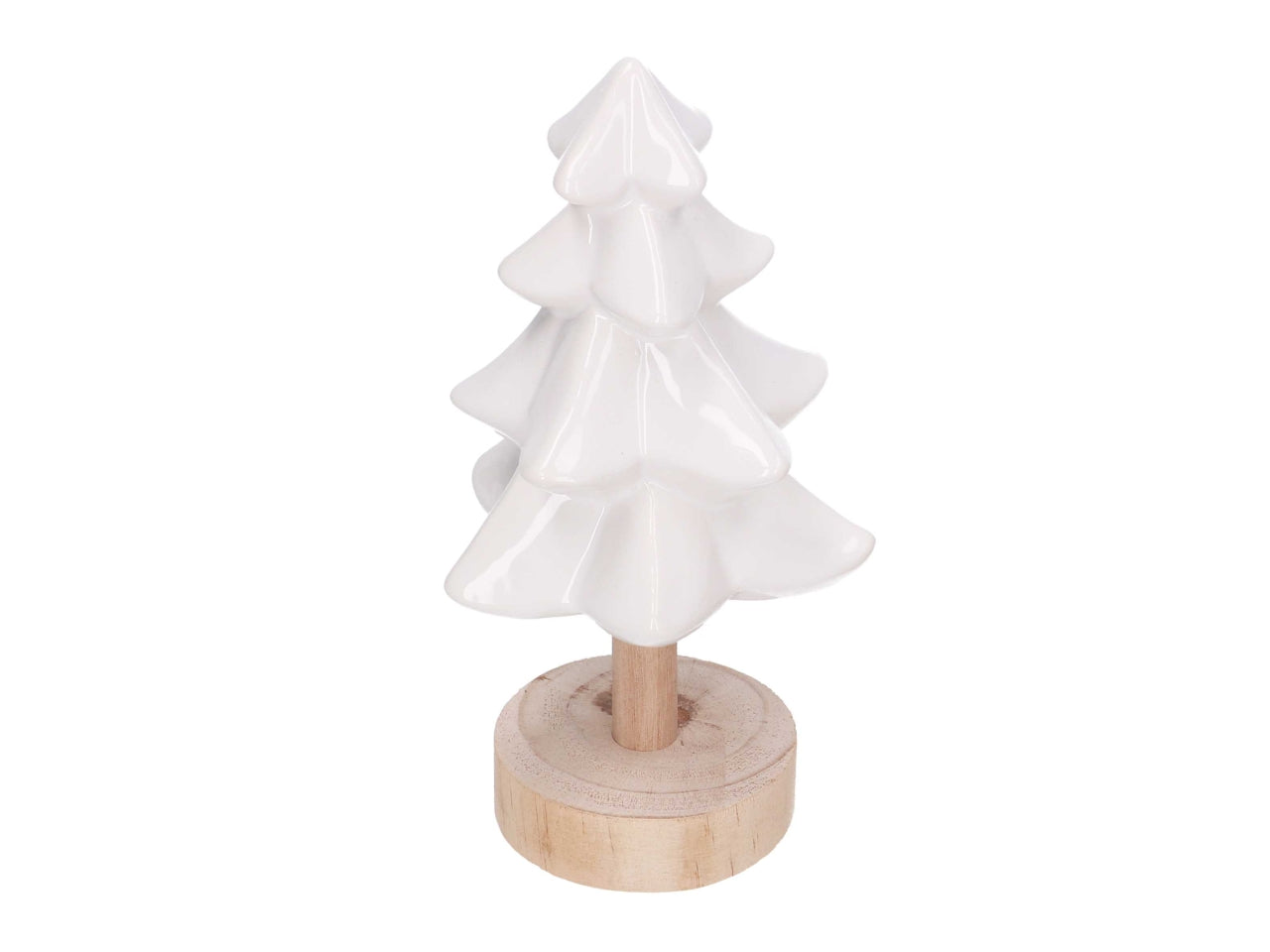 Albero in ceramica con base in legno bianco 9,5x8,8xh.19,4cm