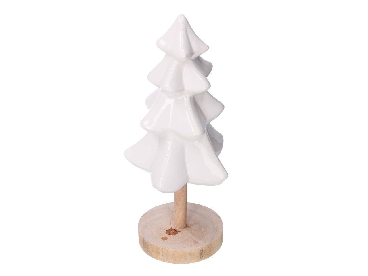 Albero in ceramica con base in legno bianco 12x11,5xh29cm