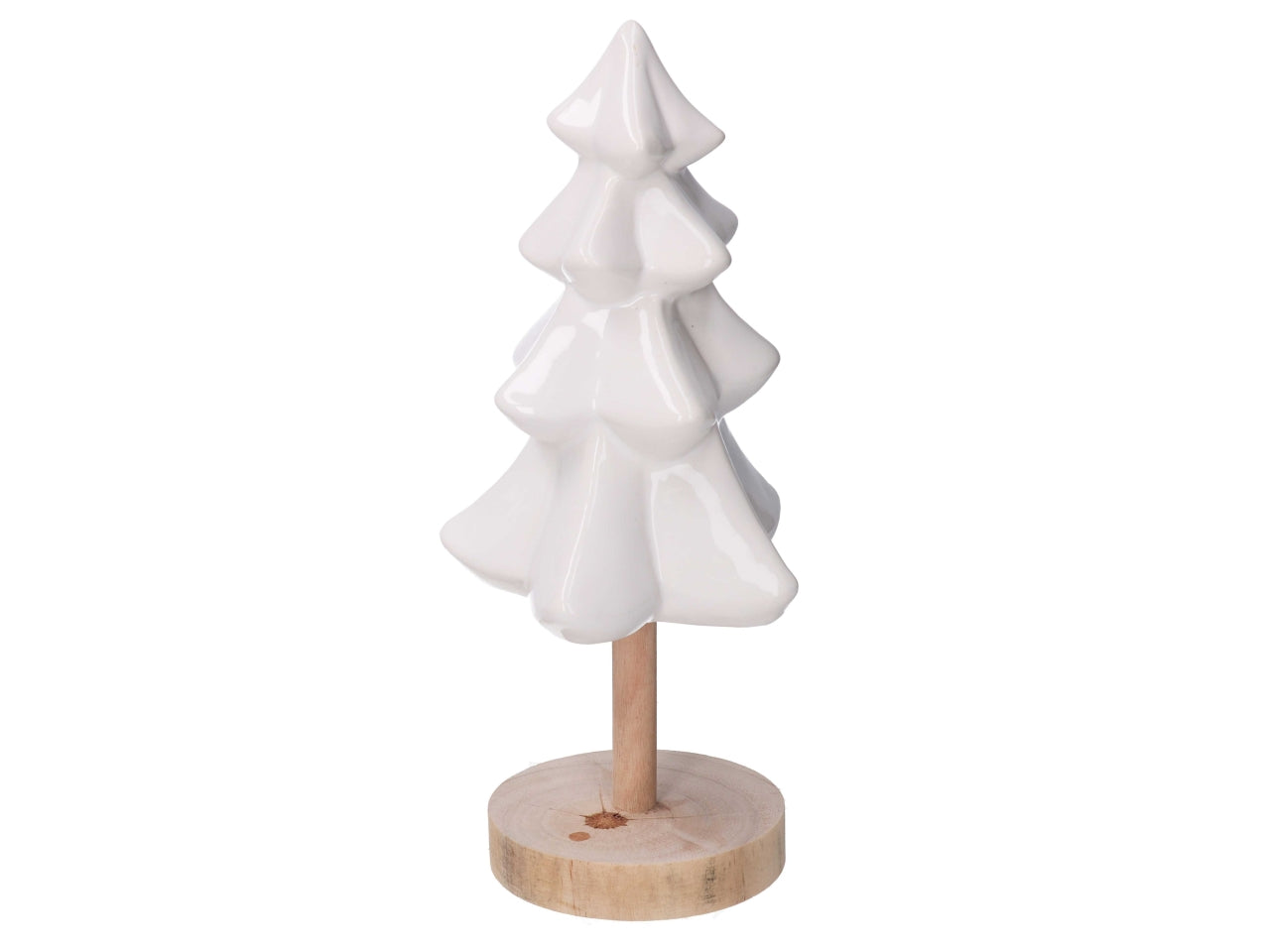 Albero in ceramica con base in legno bianco 12x11,5xh29cm