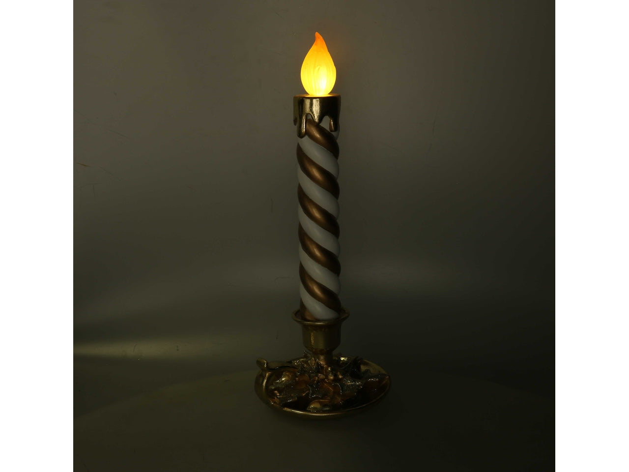 Candela in resina oro con luce led 18,3xh.44,9cm